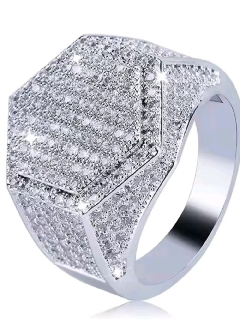 Men's Size 10 Hip Hop Rhinestone Iced Out Bling Ring